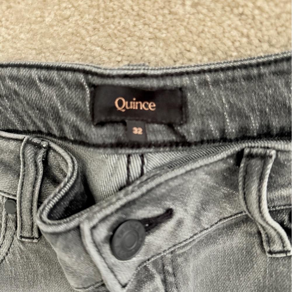 Quince Bella Stretch Relaxed Straight Stonewashed Grey Wide-Leg Jeans - Picture 2 of 6